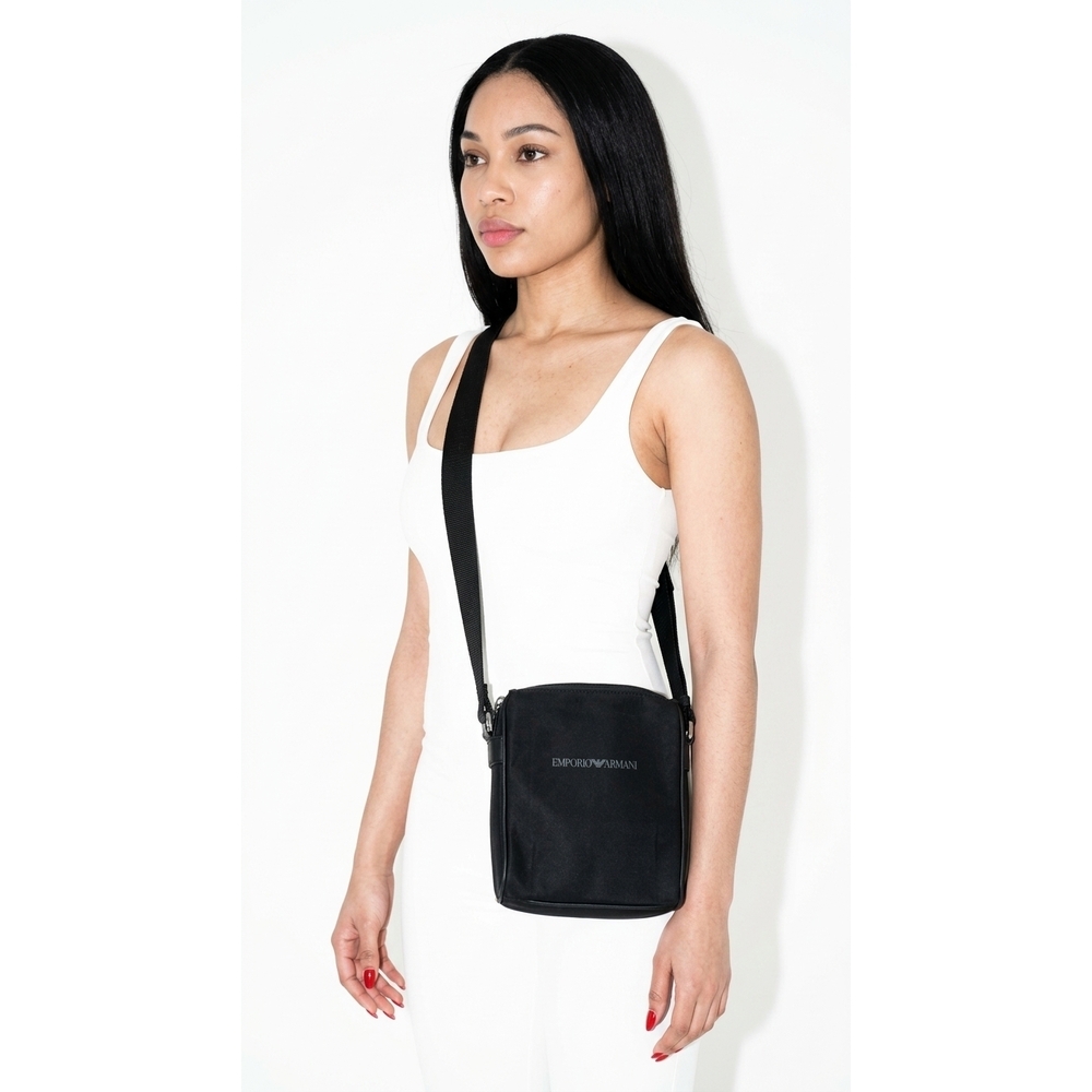 EMPORIO ARMANI PARFUMS BLACK CANVAS CROSSBODY BAG